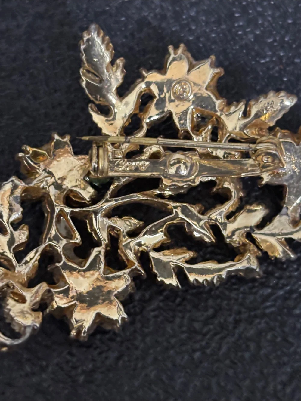 Vintage Coro Gold-Tone Floral Crystal Brooch - Multicolor Elegant